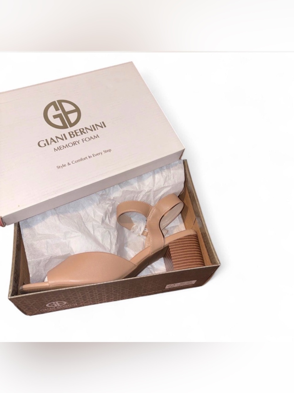 Giani Bernini Beige Nude Block Heel Sandal